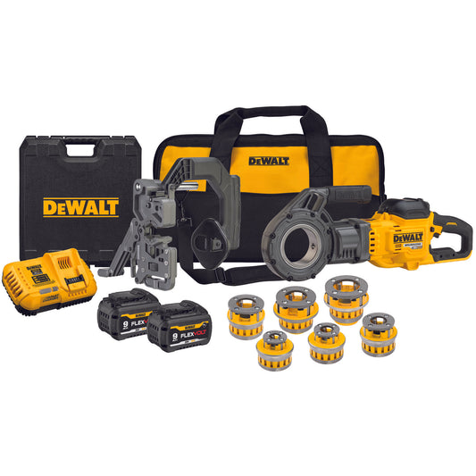 DeWALT® DCE700X2K Cordless Pipe Threader Kit With Die Head, 1/2 to 2 in Pipe, 26.38 in L x 5 in W, (2) FLEXVOLT® 20V/60V MAX* 9 Ah Glass Filled Nylon Battery