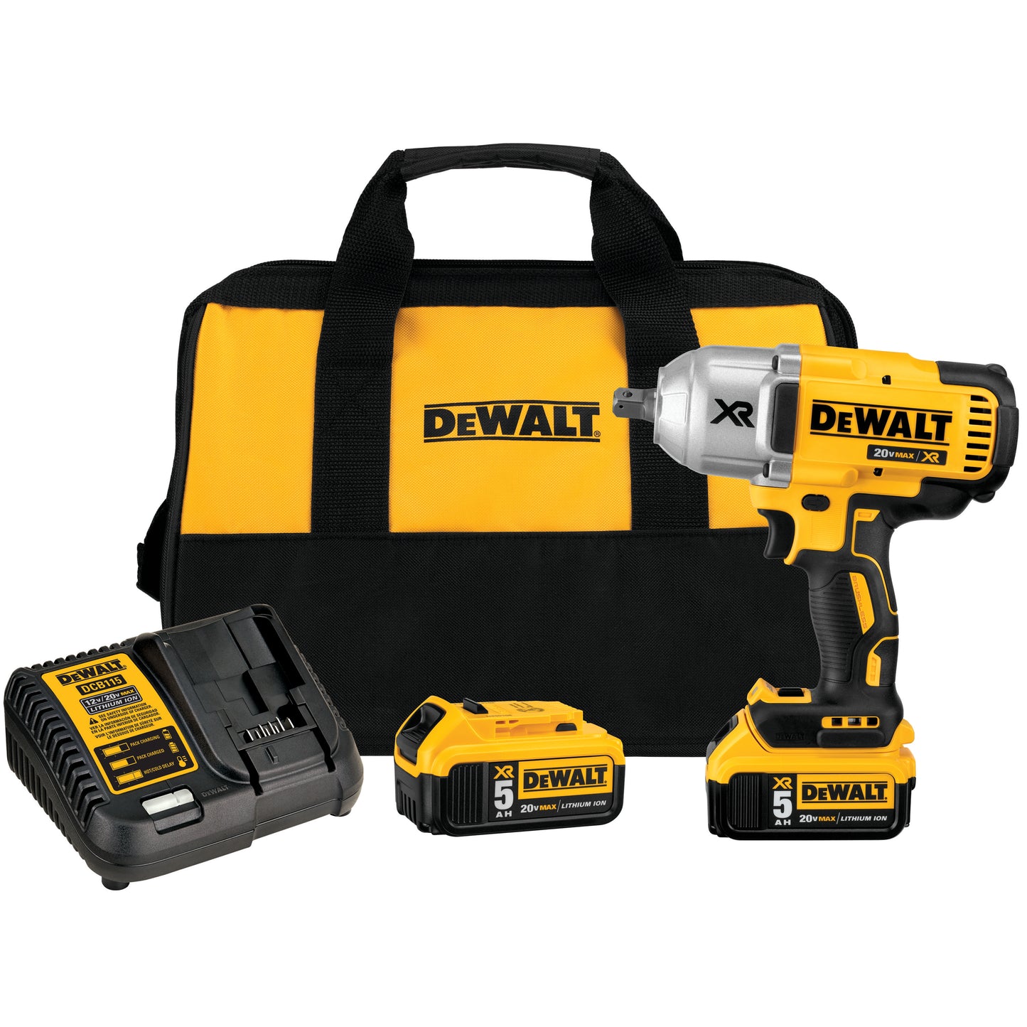 DeWALT 20V MAX* MATRIX XR DCF899P2 Compact Cordless Impact Wrench Kit, 1/2 in Straight Drive, 700 ft-lb Torque, 20 VDC, 8-13/16 in OAL