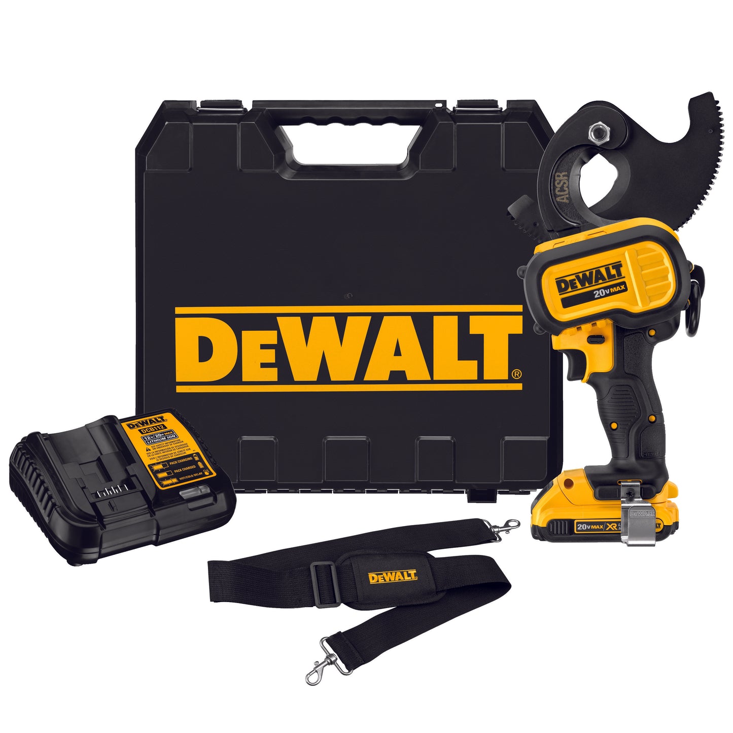 DeWALT® DCE155D1 Cordless Cable Cutting Tool Kit, 1590 ACSR/750 kcmil Copper/1000 kcmil Aluminum Cutting, 20 VDC, Lithium-Ion Battery