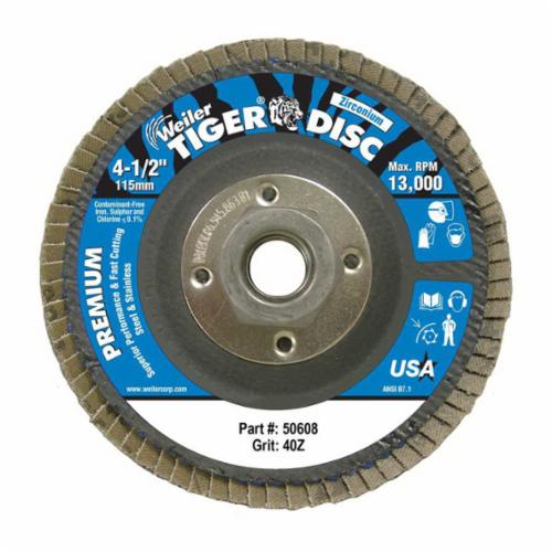 WEILER Tiger 50669 Premium Coated Abrasive Flap Disc  4-1/2 in Dia Disc