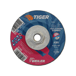 WEILER Tiger 57100 Long Life Performance Line Depressed Center Combo Wheel  4-1/2 in Dia x 1/8 in THK
