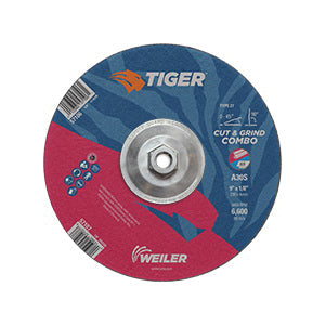 WEILER Tiger 57106 Combination Long Life Performance Line Depressed Center Combo Wheel  9 in Dia x 1/8 in THK