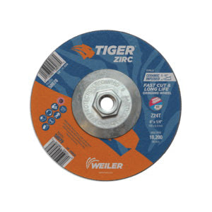 WEILER Tiger 58078 Performance Line Depressed Center Grinding Wheel  6 in Dia x 1/4 in THK