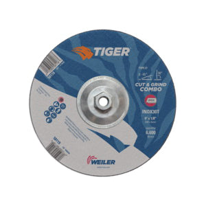 WEILER Tiger INOX 58118 Combination Contaminant-Free Long Life Performance Line Depressed Center Combo Wheel  9 in Dia x 1/8 in THK