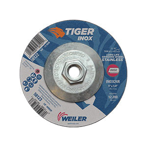 WEILER Tiger INOX 58122 Contaminant-Free Performance Line Depressed Center Grinding Wheel  5 in Dia x 1/4 in THK
