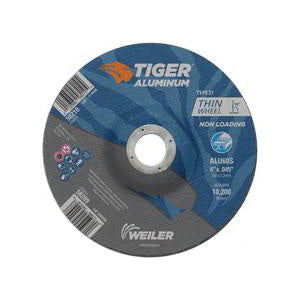 WEILER Tiger 58209 Long Life Non-Loading Performance Line Depressed Center Cutting Wheel  6 in Dia x 0.045 in THK