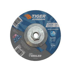 WEILER Tiger 58210 Long Life Non-Loading Performance Line Depressed Center Cutting Wheel  6 in Dia x 0.045 in THK