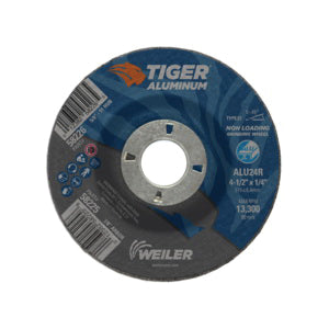WEILER Tiger 58225 Contaminant-Free Non-Loading Performance Line Depressed Center Grinding Wheel  4-1/2 in Dia x 1/4 in THK