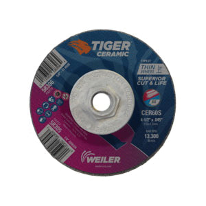 WEILER Tiger 58306 Performance Line Superior Life and Cut Depressed Center Cutting Wheel  4-1/2 in Dia x 0.045 in THK