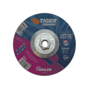 WEILER Tiger 58330 Performance Line Superior Life and Cut Depressed Center Grinding Wheel  6 in Dia x 1/4 in THK