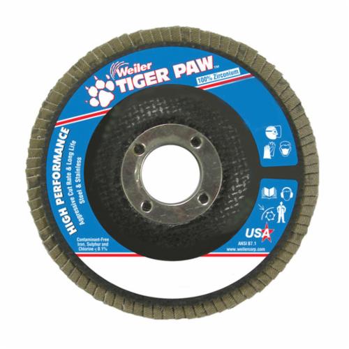 WEILER Tiger Paw 51118 High Performance Coated Abrasive Flap Disc  4-1/2 in Dia Disc