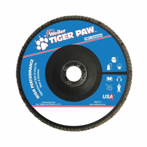 WEILER Tiger Paw 51145 High Performance Coated Abrasive Flap Disc  7 in Dia Disc