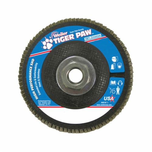 WEILER Tiger Paw 51165 Super High Density High Performance Coated Abrasive Flap Disc  4-1/2 in Dia Disc