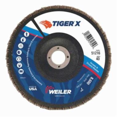 WEILER Tiger X 51201 Standard Density Coated Abrasive Flap Disc  4-1/2 in Dia Disc