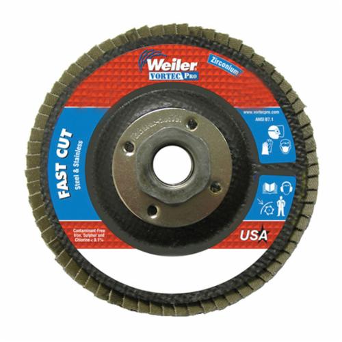 WEILER Vortec Pro Wolverine 31344 Fast Cut Coated Abrasive Flap Disc  4-1/2 in Dia Disc