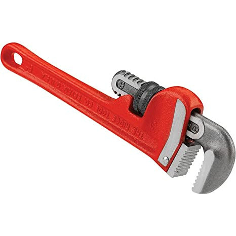 RIDGID 31005 Model 8" Heavy-Duty Straight Pipe Wrench / 8-inch Plumbing Wrench / Red